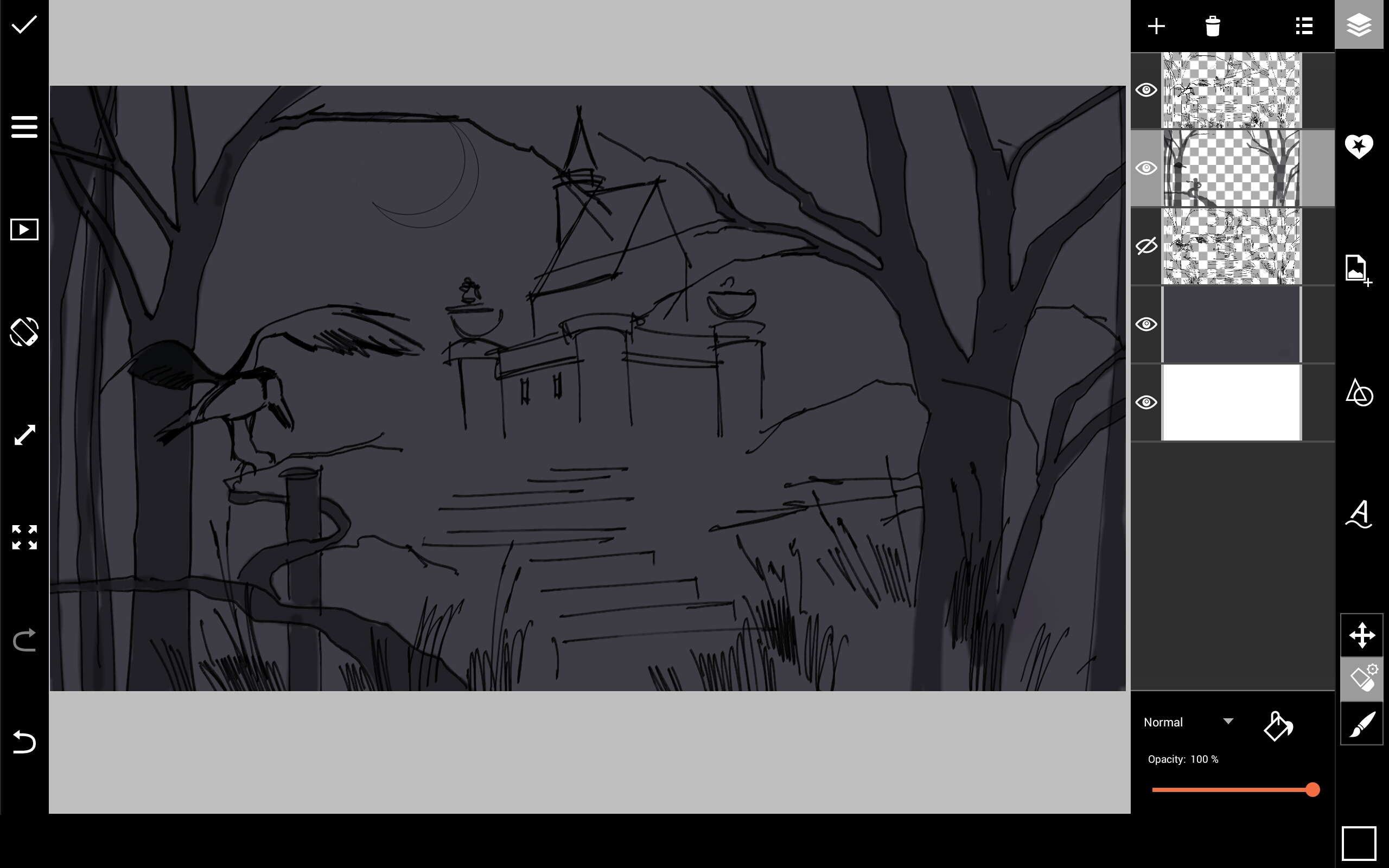 spooky halloween foreground shadows drawing