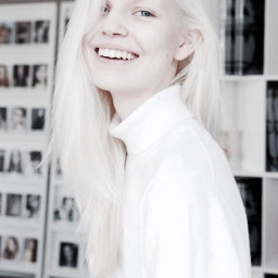 working albino portrait laugh girl