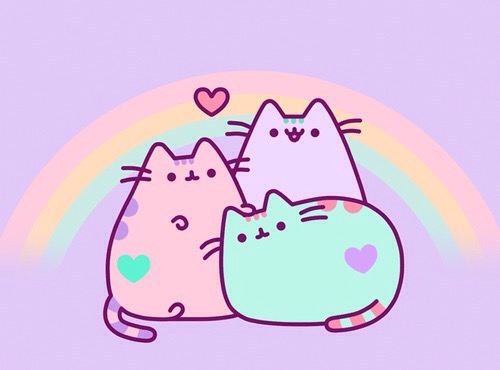 pusheen with rainbow