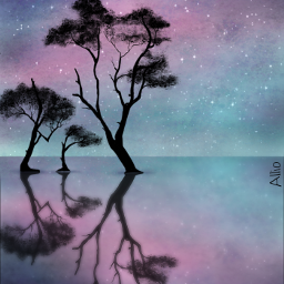 wdptreeline drawing treeline silhouette starry